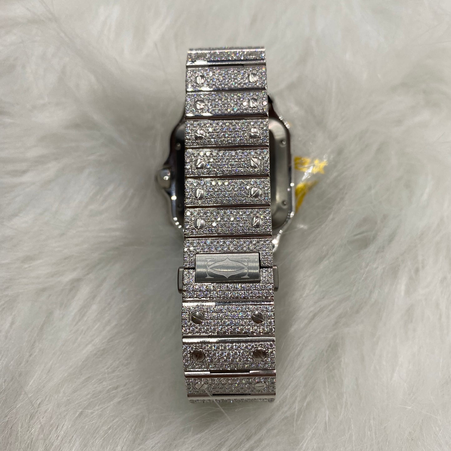 CARTIER SANTOS MOISSANITE WATCH WITH ARABIC DIAL – FULLY ICED OUT FINISH