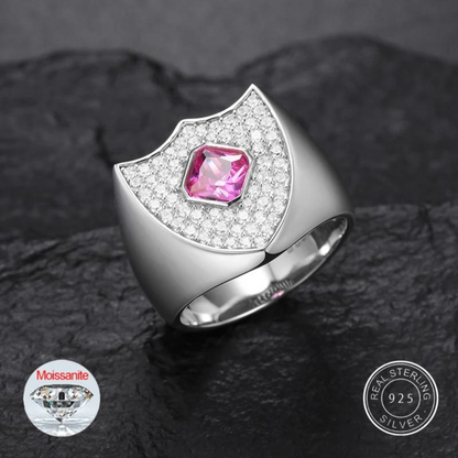 S925 MOISSANITE PINK DIAMOND SHIELD RING