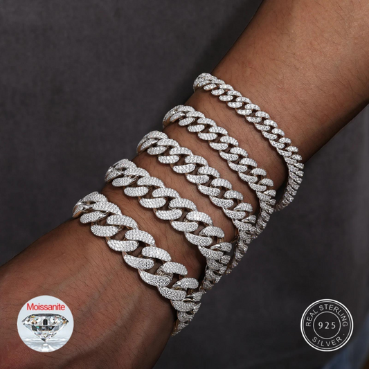 8-20mm S925 Moissanite Cuban Bracelet