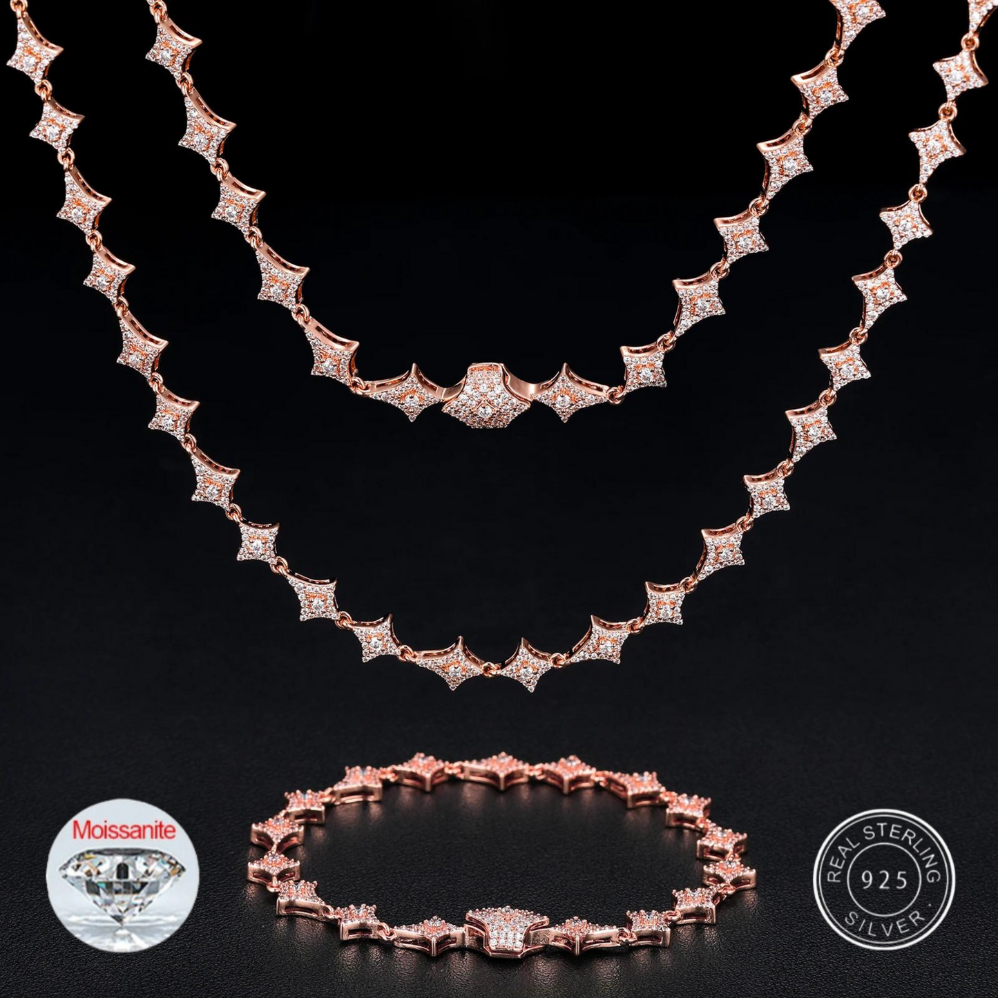 S925 VVS MOISSANITE STAR LINK NECKLACE