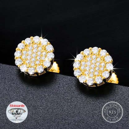 S925 Moissanite Diamond Halo Stud Earrings