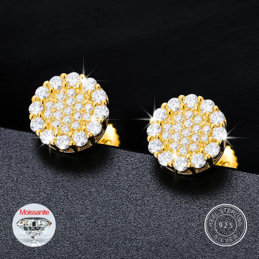 S925 Moissanite Diamond Halo Stud Earrings
