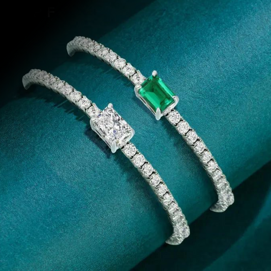 Gemstone Diamond Stone Radiant Cut Diamond Tennis Bracelet