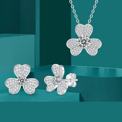 Women's S925 Fully Moissanite Original Flower Earrings & Necklace Set