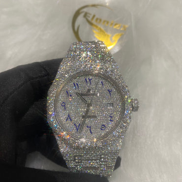 AUDEMARS PIGUET ROYAL OAK MOISSANITE – BLUE ARABIC DIAL FULL ICED