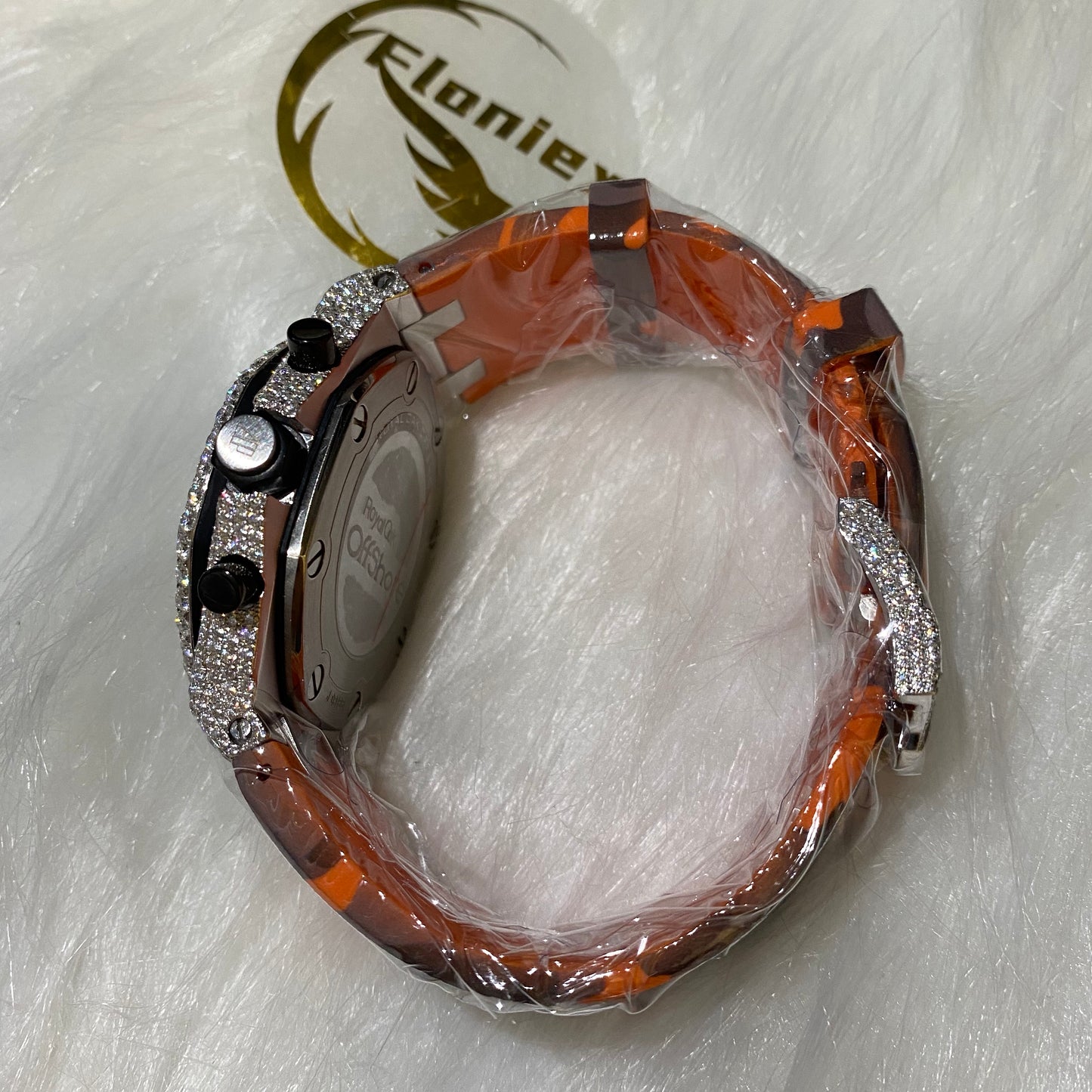 AUDEMARS PIGUET ROYAL OAK MOISSANITE – ORANGE DIAL WITH CAMO STRAP