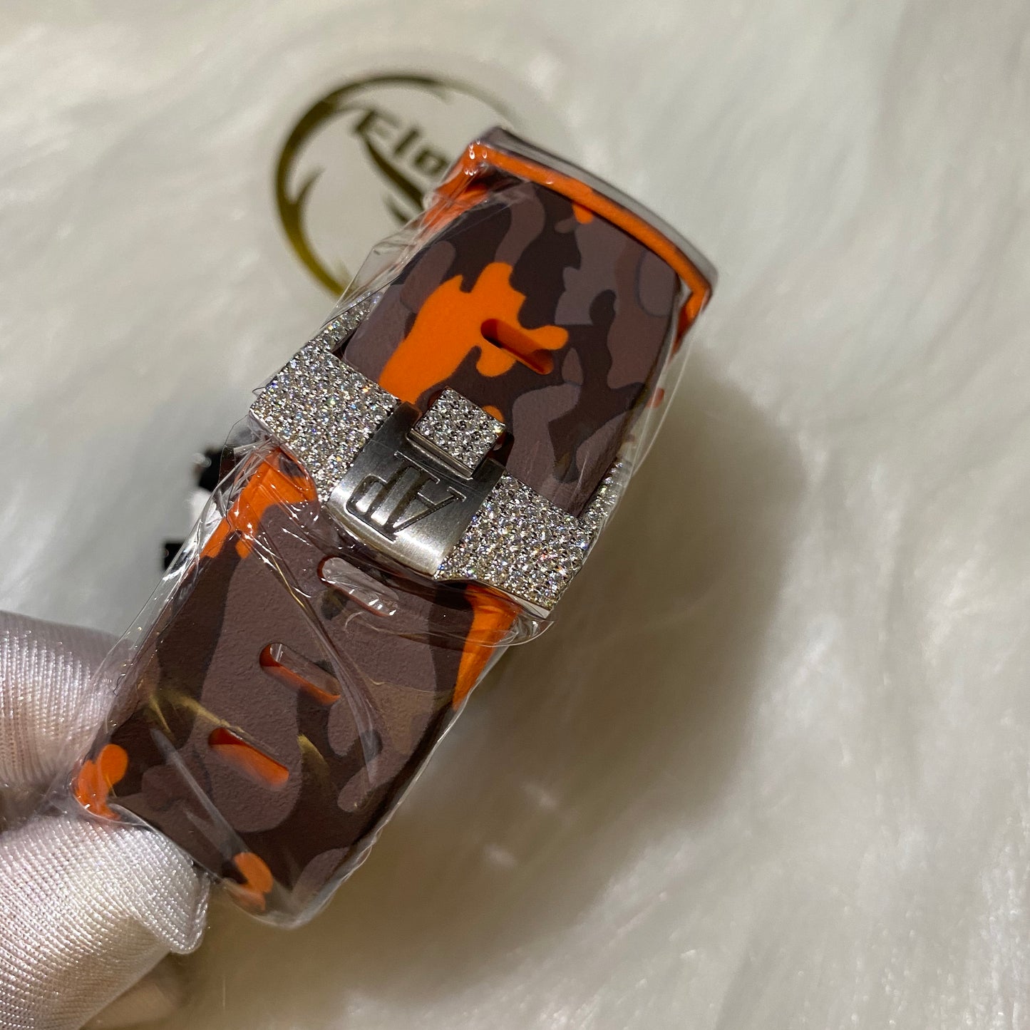AUDEMARS PIGUET ROYAL OAK MOISSANITE – ORANGE DIAL WITH CAMO STRAP