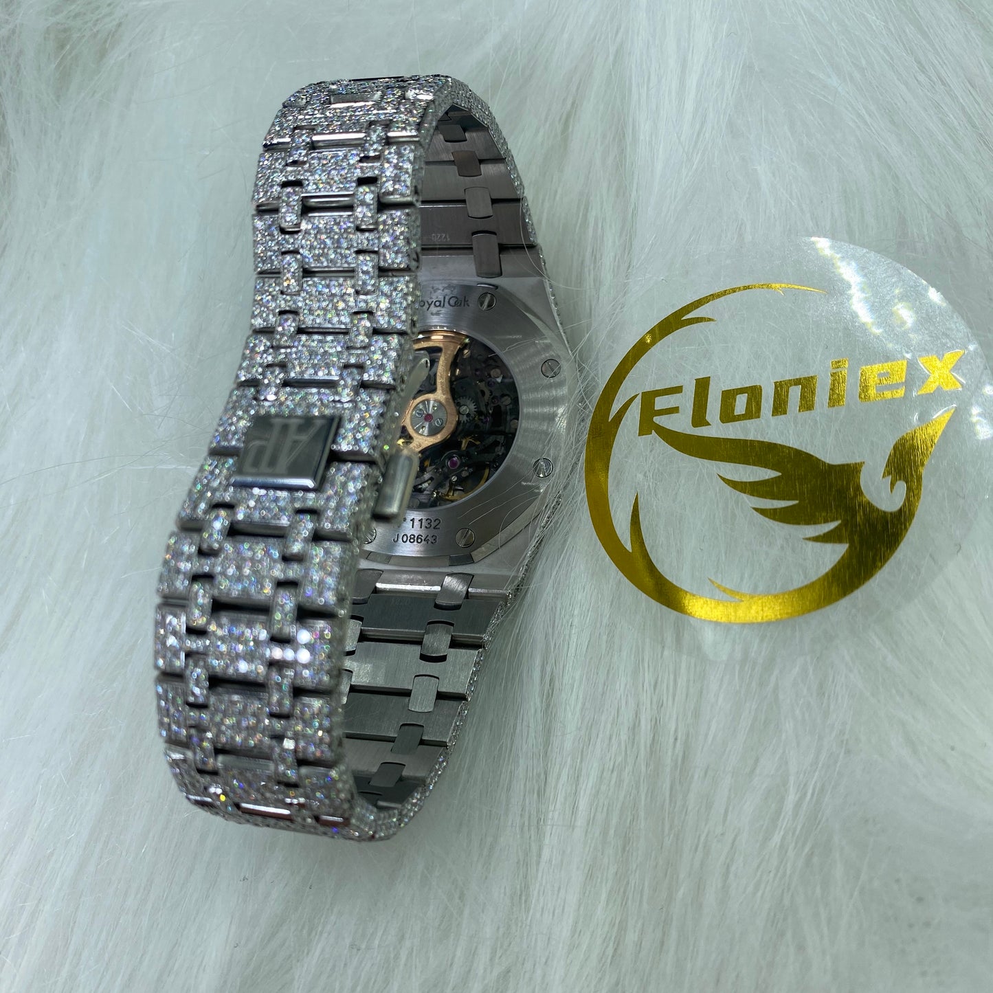 AUDEMARS PIGUET ROYAL OAK MOISSANITE – FULL ICED SILVER SKELETON DIAL EDITION