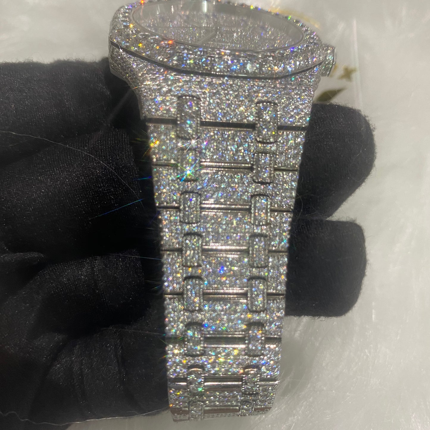 AUDEMARS PIGUET ROYAL OAK MOISSANITE – BLUE ARABIC DIAL FULL ICED