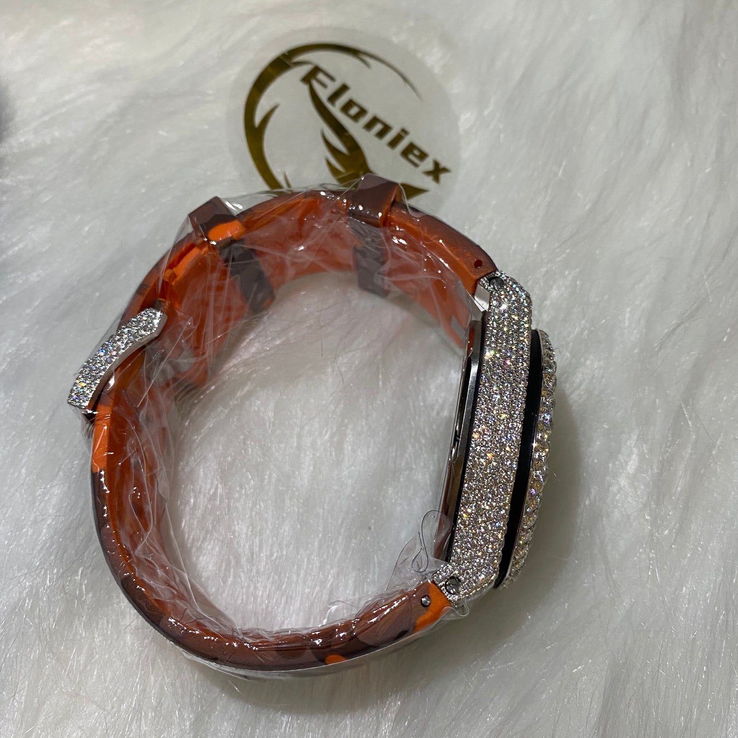 AUDEMARS PIGUET ROYAL OAK MOISSANITE – ORANGE DIAL WITH CAMO STRAP