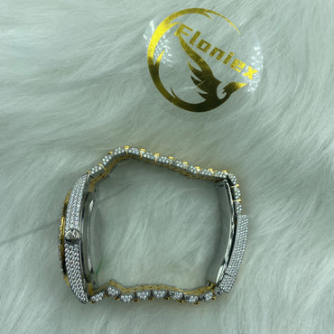 ROLEX DATEJUST MOISSANITE WATCH WITH ROMAN DIAL – TWO-TONE GOLD AND DIAMOND BEZEL EDITION