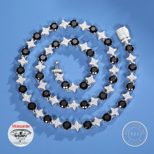 8mm S925 Black Moissanite Star Link Tennis Chain