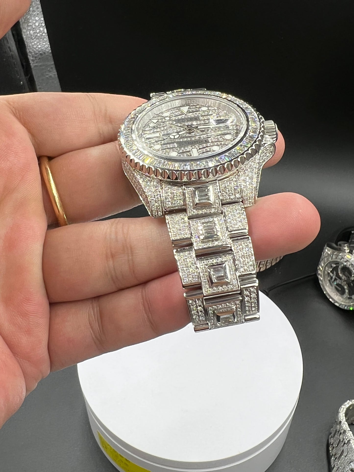 ROLEX GMT-MASTER MOISSANITE WATCH WITH DIAMOND WAVE DIAL – FULL ICED EDITION