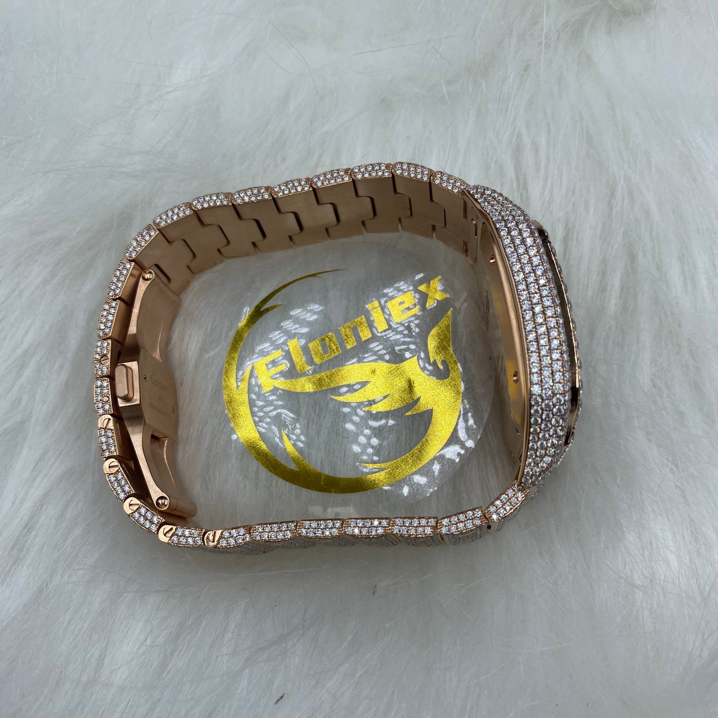 CARTIER SANTOS MOISSANITE WATCH WITH ARABIC DIAL – ROSE GOLD FINISH EDITION