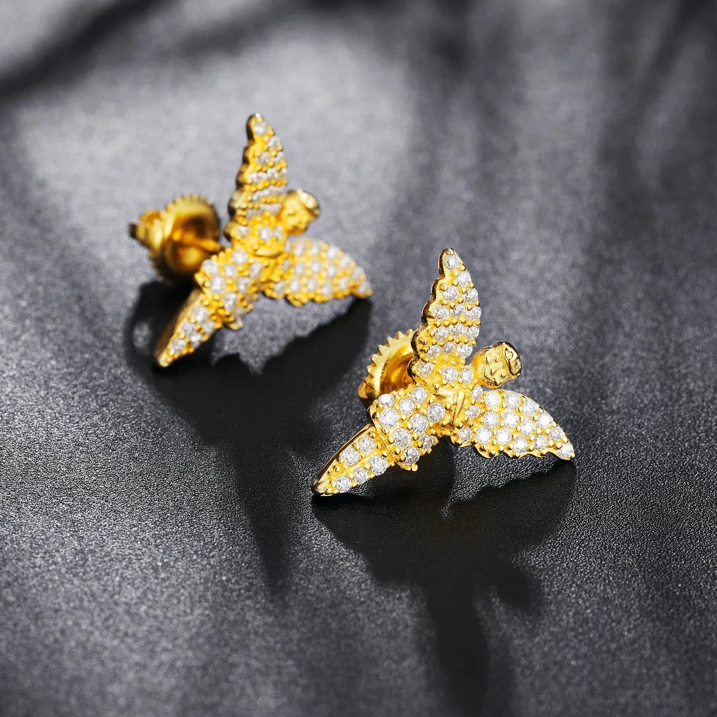 S925 Moissanite Angel 18K Gold Plated Earrings