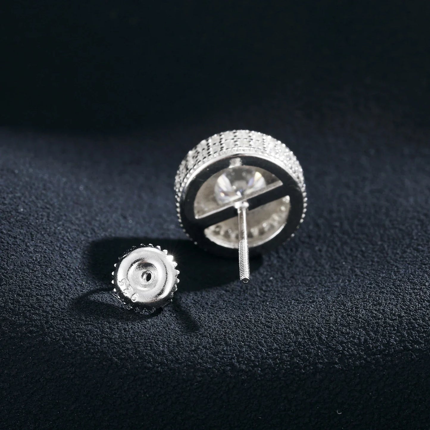 S925 Moissanite Round Diamond Pave Earrings