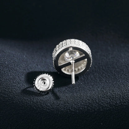 S925 Moissanite Round Diamond Pave Earrings