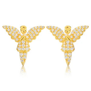 S925 Moissanite Angel 18K Gold Plated Earrings