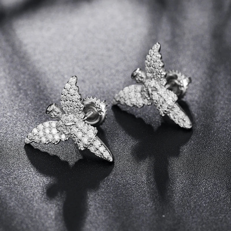 S925 Moissanite Angel 18K Gold Plated Earrings