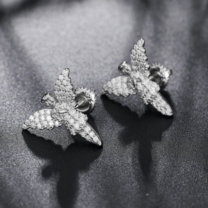 S925 Moissanite Angel 18K Gold Plated Earrings