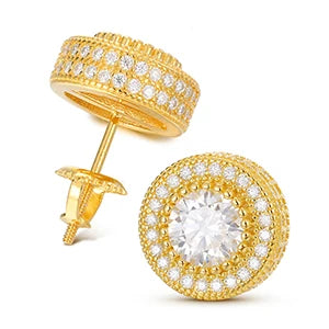 S925 Moissanite Round Diamond Pave Earrings