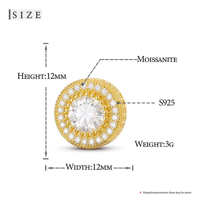 S925 Moissanite Round Diamond Pave Earrings