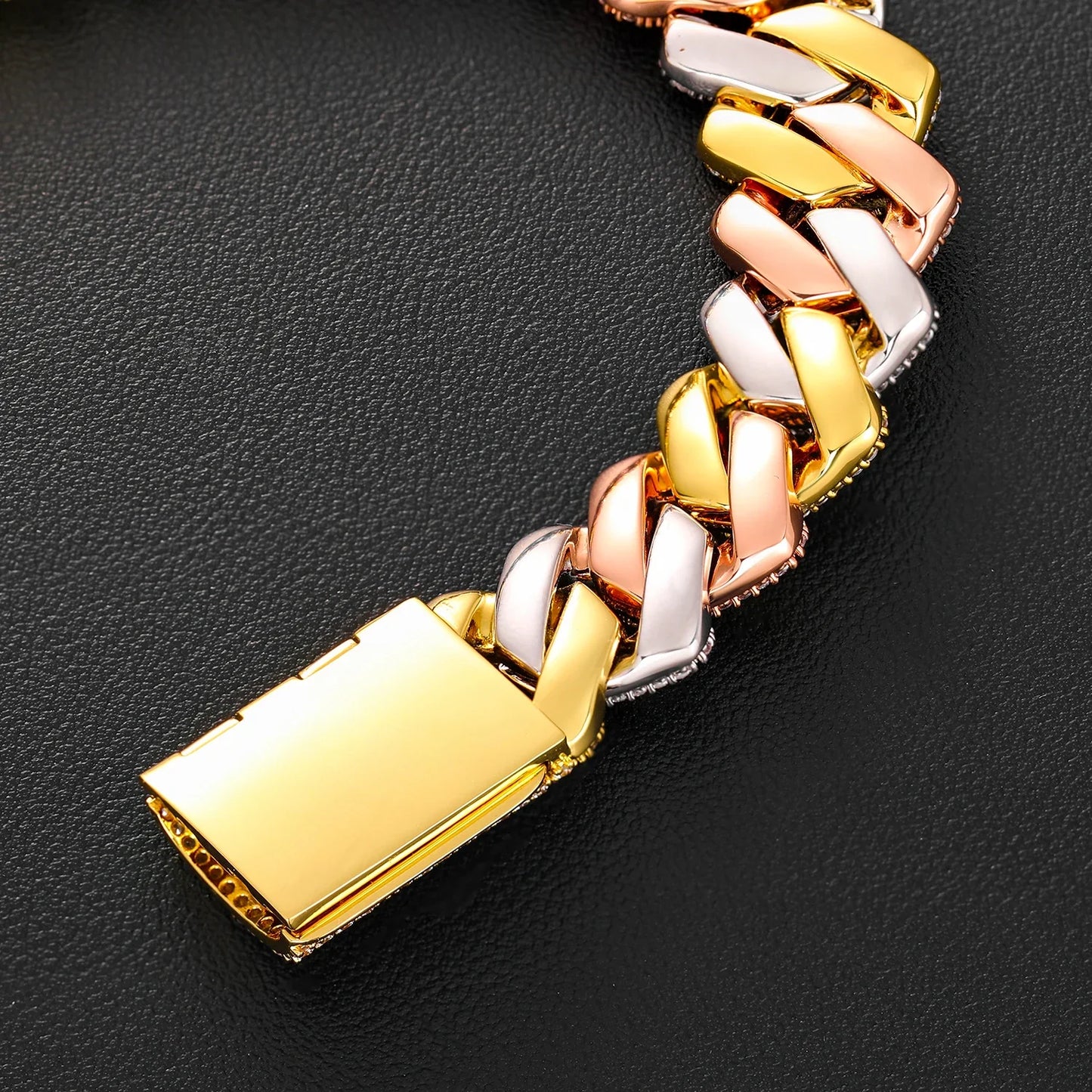 19MM 3 ROWS DIAMOND PRONG LINK CUBAN NECKLACE/BRACELET