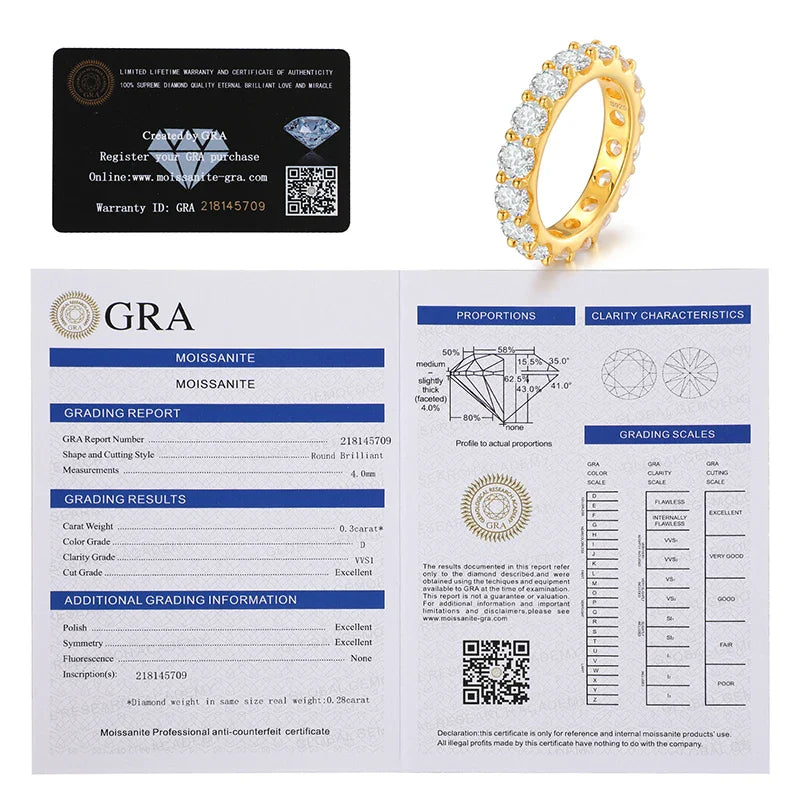 S925 Round Cut Moissanite Diamond Band