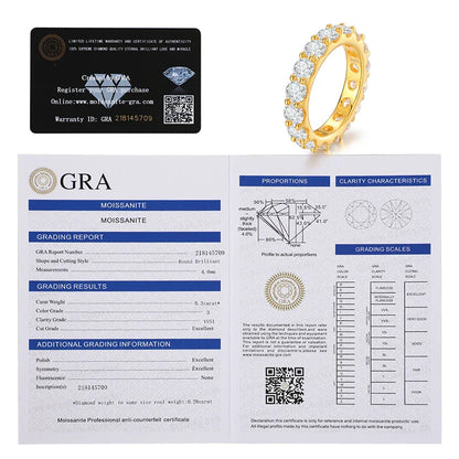S925 Round Cut Moissanite Diamond Band