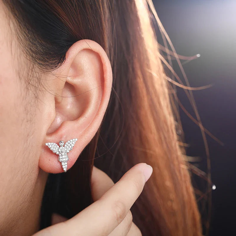 S925 Moissanite Angel 18K Gold Plated Earrings