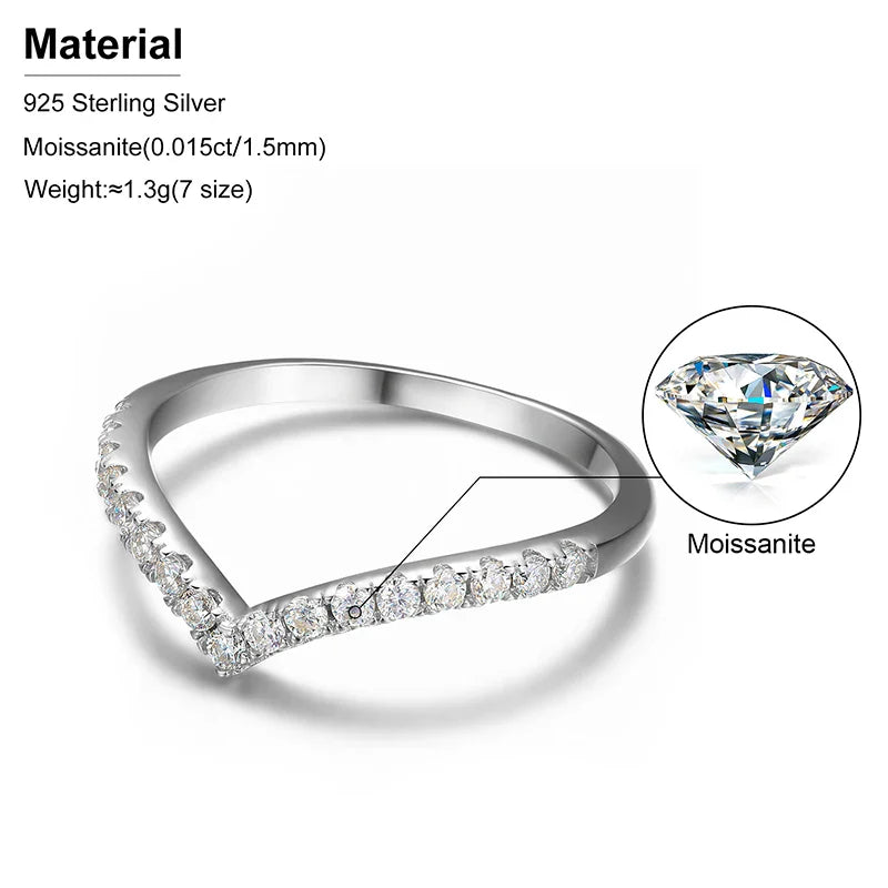 S925 Moissanite V Band Diamond Ring