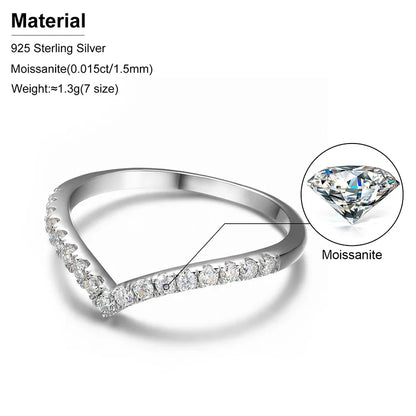 S925 Moissanite V Band Diamond Ring
