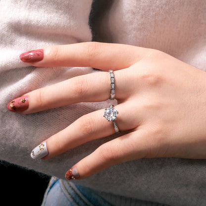 Round Cut Moissanite Diamond Band Ring (3 Carat)