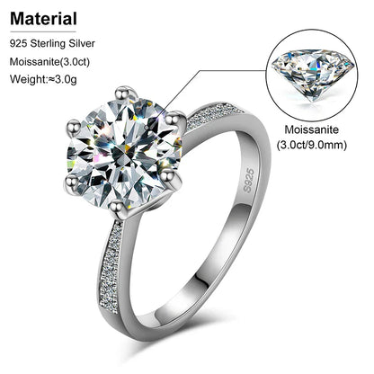 Round Cut Moissanite Diamond Band Ring (3 Carat)