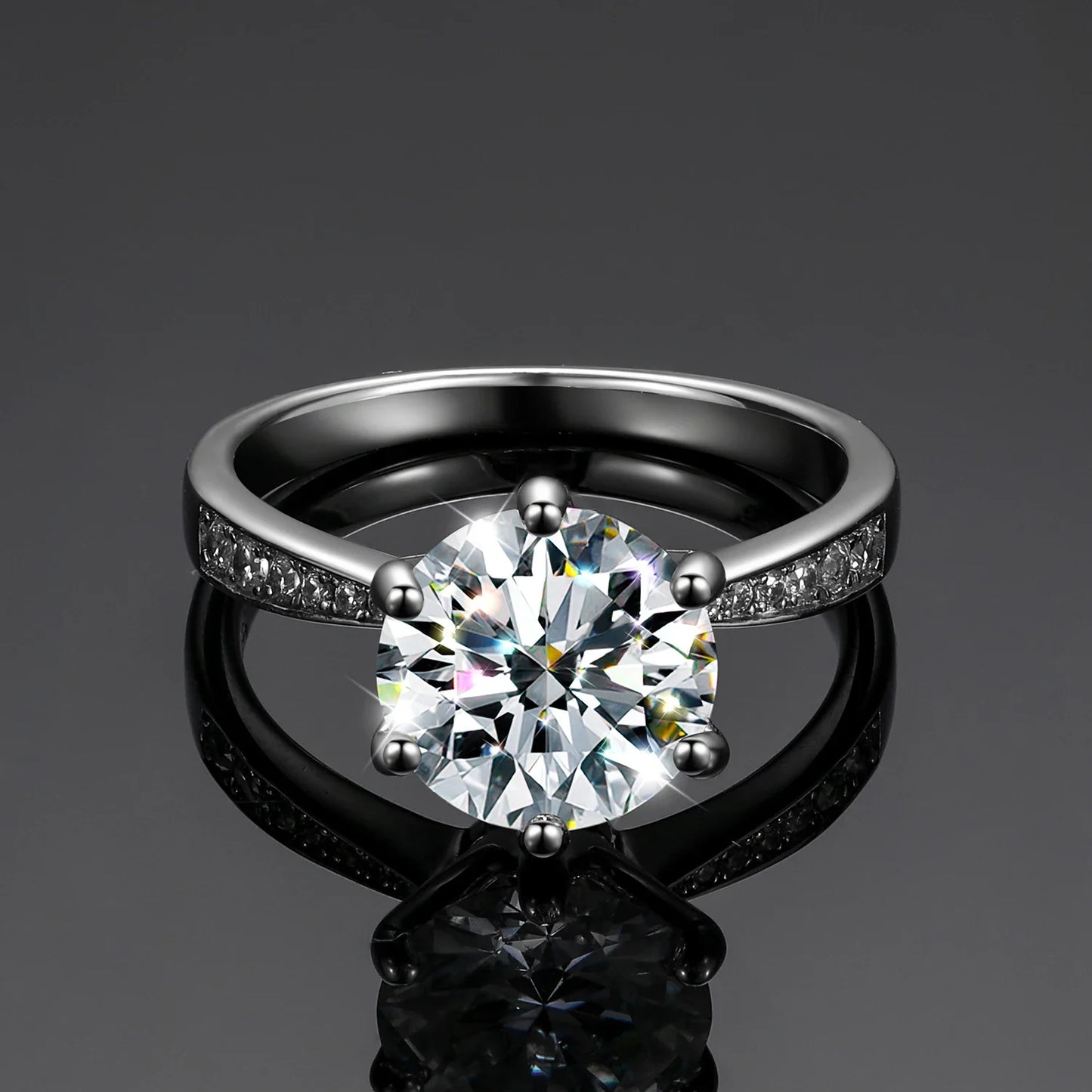 Round Cut Moissanite Diamond Band Ring (3 Carat)