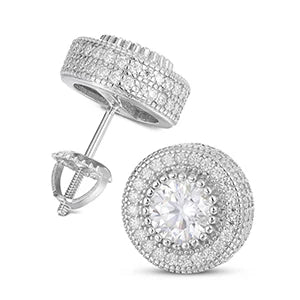 S925 Moissanite Round Diamond Pave Earrings