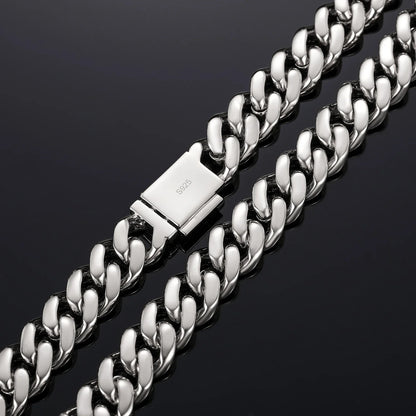 S925 Moissanite Diamond Cuban Link Necklace/Bracelet - 12mm