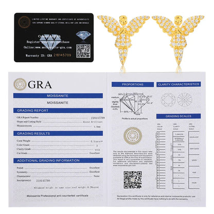 S925 Moissanite Angel 18K Gold Plated Earrings