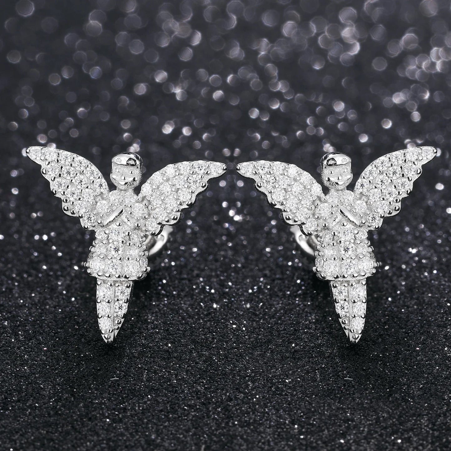 S925 Moissanite Angel 18K Gold Plated Earrings