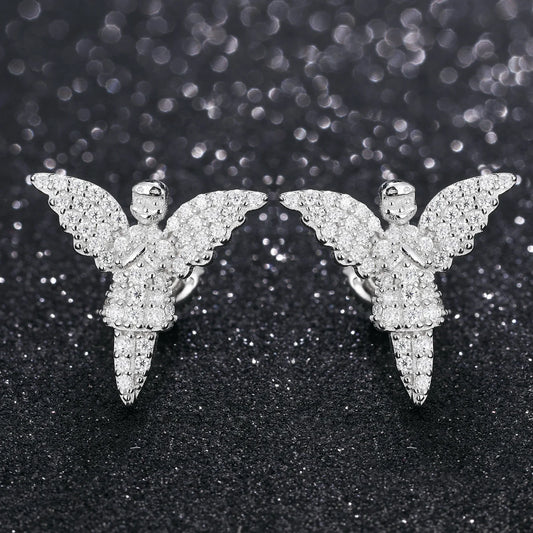 S925 Moissanite Angel 18K Gold Plated Earrings