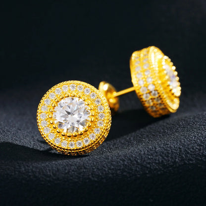 S925 Moissanite Round Diamond Pave Earrings