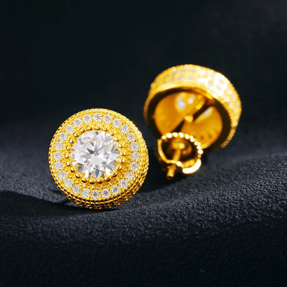 S925 Moissanite Round Diamond Pave Earrings