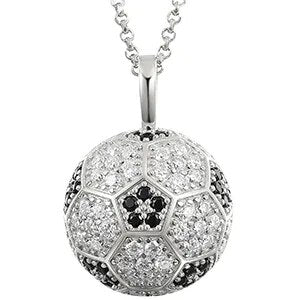 925 Sterling Silver Moissanite Diamond Soccer Ball Pendant