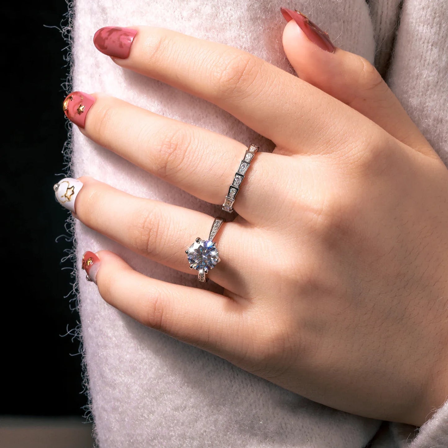 Round Cut Moissanite Diamond Band Ring (3 Carat)