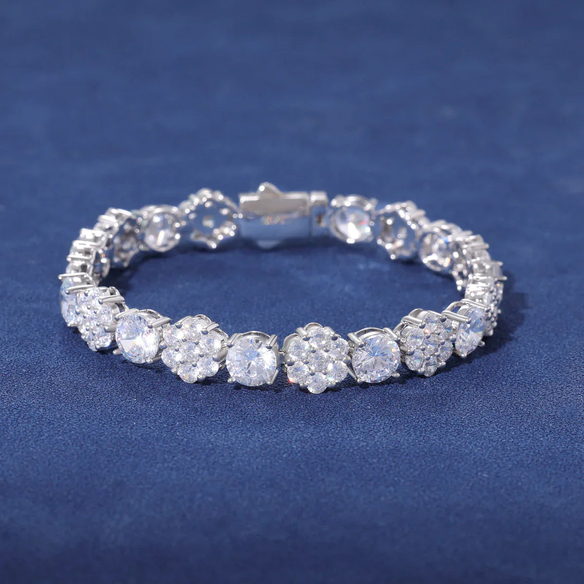 S925 Moissanite Flower Round Cut Diamond Bracelet
