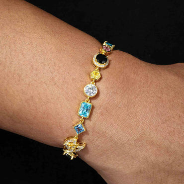 S925 Moissanite Colored Gemstone Tennis Bracelet - 12mm