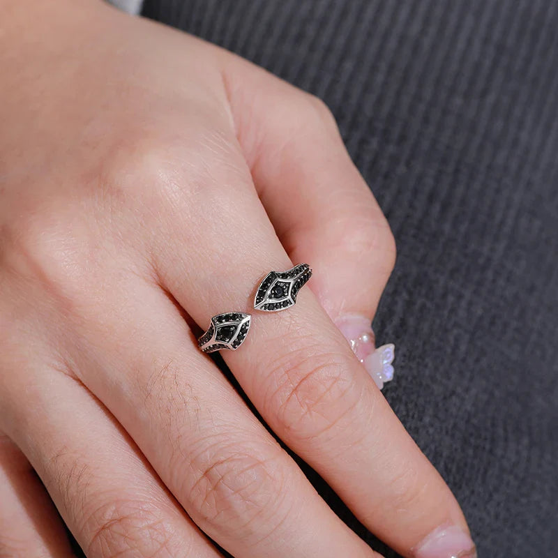 S925 Black Moissanite Dual Shield Ring