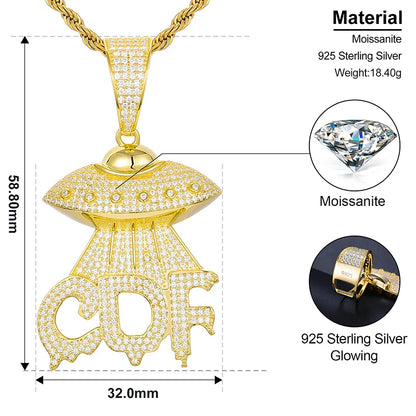 S925 Moissanite UFO CDF Spaceship Pendant