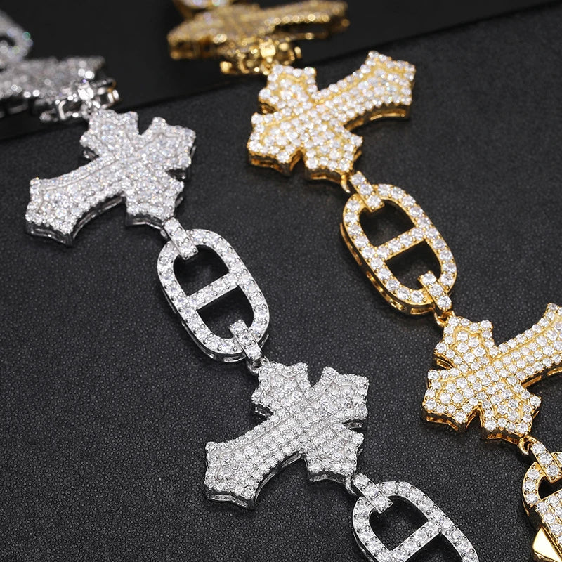 S925 Moissanite D-Link Cross Bracelet