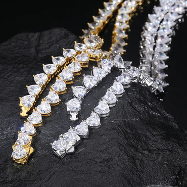S925 Moissanite Heart-Shape Tennis Diamond Bracelet - 8mm